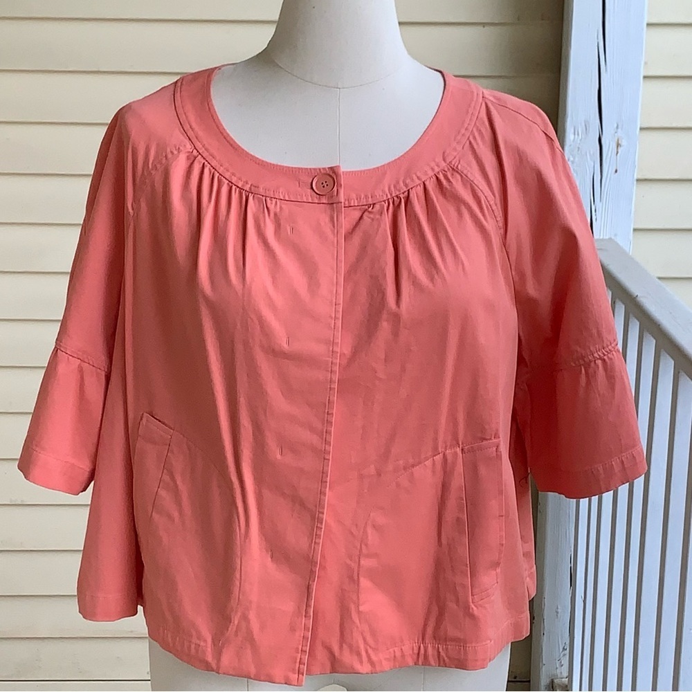 NWT Talbots Jackie Fit Blazer Plus Size 22W Petite Peach Coral Half Sleeve 22WP